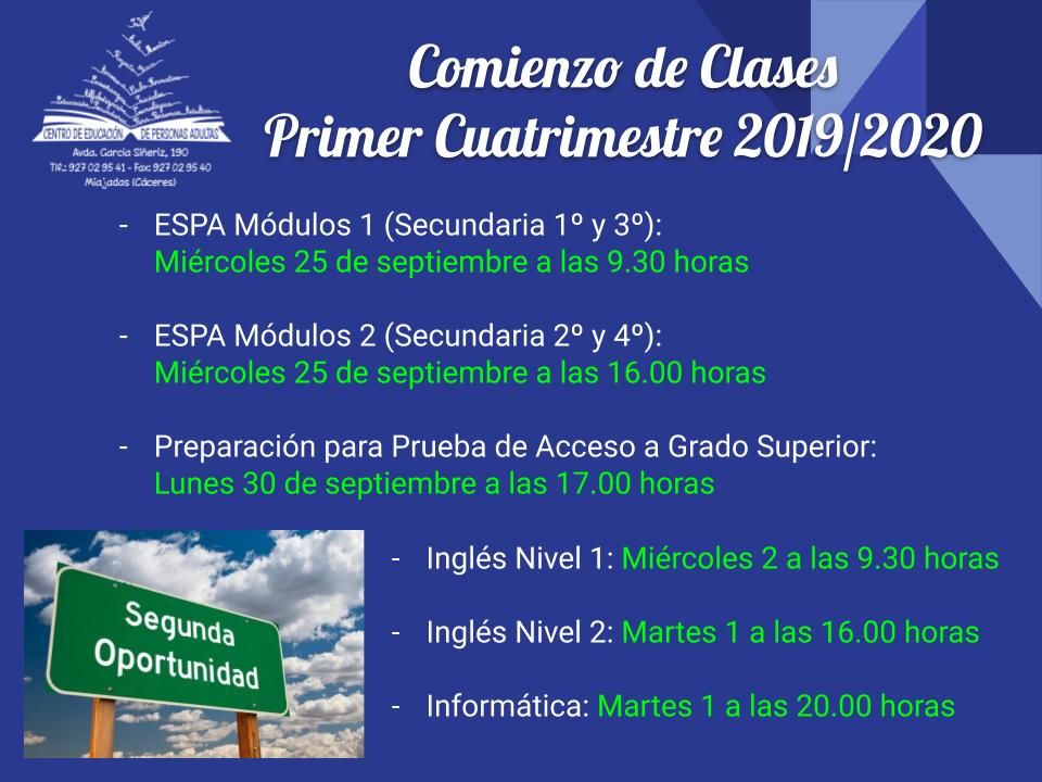 Comienzo de las clases