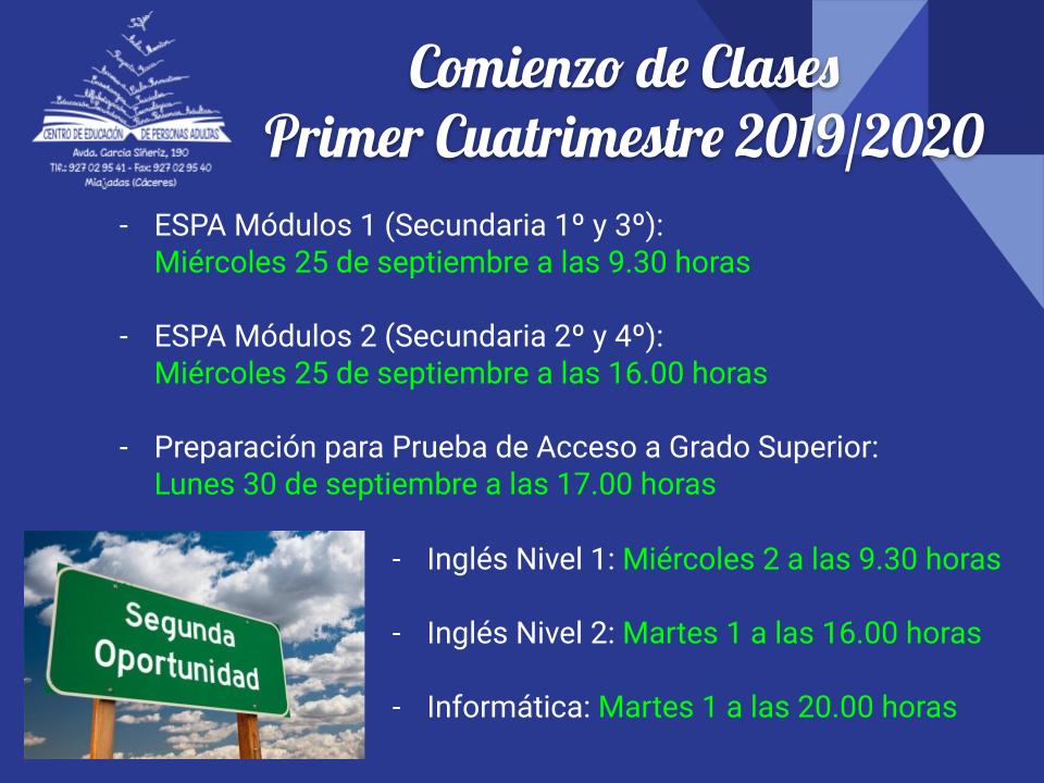 Comienzo de las clases